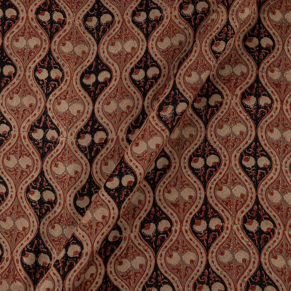 Modal Satin Beige Colour Vanaspati Hand Block Mughal Print Fabric Online 9792DA