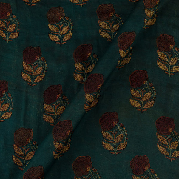 Modal Satin Oil Blue Colour Vanaspati Hand Block Sanganeri Print Fabric Online 9792EB2