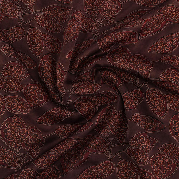 Buy Modal Satin Cedar Colour Vanaspati Hand Block Print Fabric 9792S Online