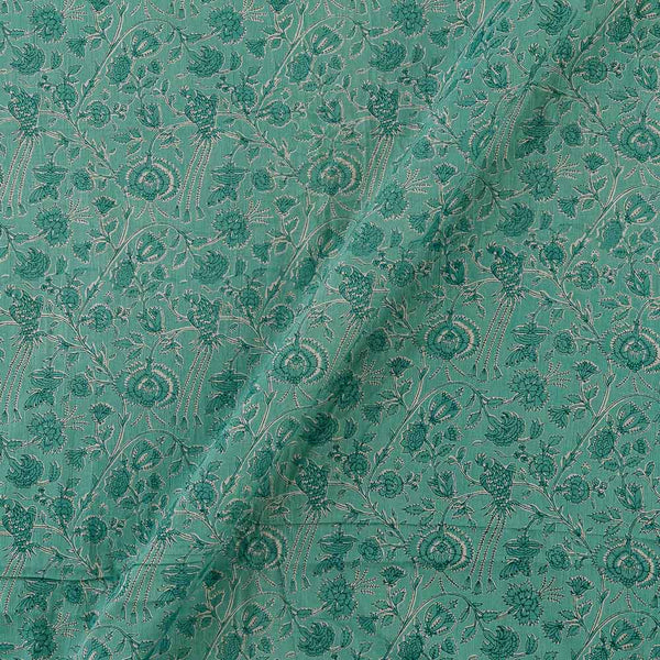 Cotton Mul Mint Colour Jaal Print Fabric Online 9793BN