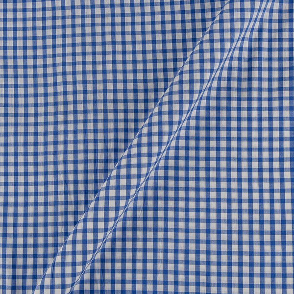 Buy White & Blue Colour Small Checks On Two ply Cotton Fabric Online 9795AU