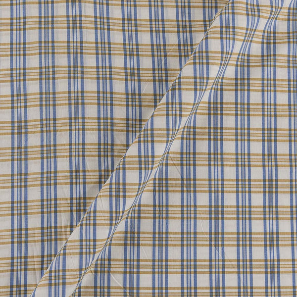 Buy Off White & Teal Colour Checks On Two ply Cotton Fabric Online 9795AW1