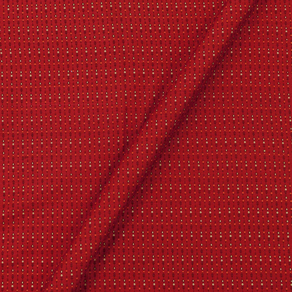 Spun Dupion (Artificial Raw Silk) Cherry Red Colour Gold Foil Small Butti Print Fabric Online 9811L