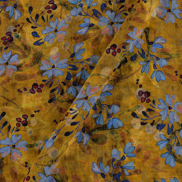 Georgette Mustard Colour Floral Print 43 Inches Width Fabric