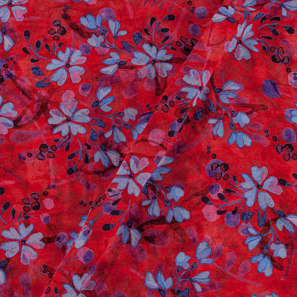 Georgette Red Colour Floral Print 43 Inches Width Fabric