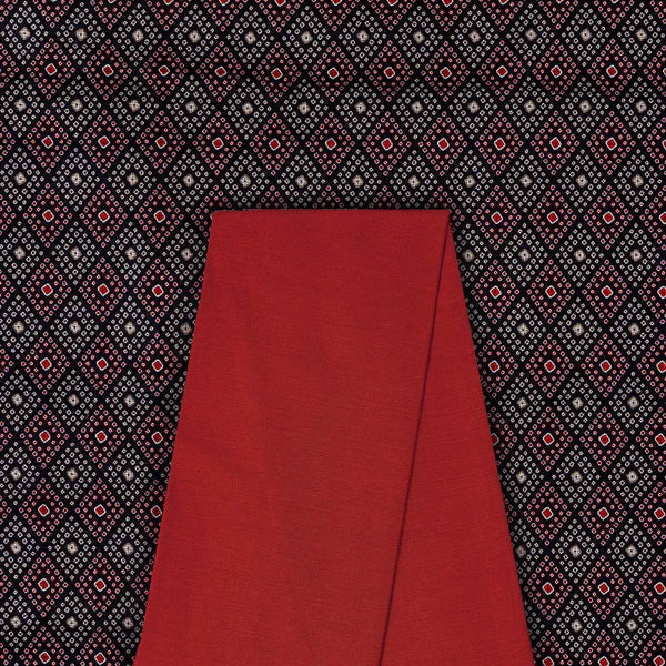 Kota Checks Type Printed Fabric & Spun Cotton (Banarasi PS Cotton Silk) Plain Fabric Unstitched Two Piece Dress Material Online ST-9817AM-4000EW