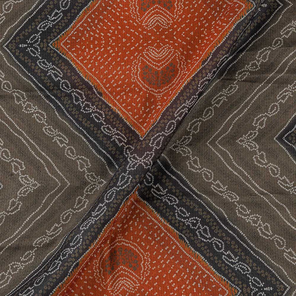 Kota Checks Type Grey & Apricot Colour Bandhani Print 36 Inches Width Fabric