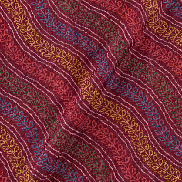 Kota Checks Type Maroon Colour Leheriya Print 36 Inches Width Fabric