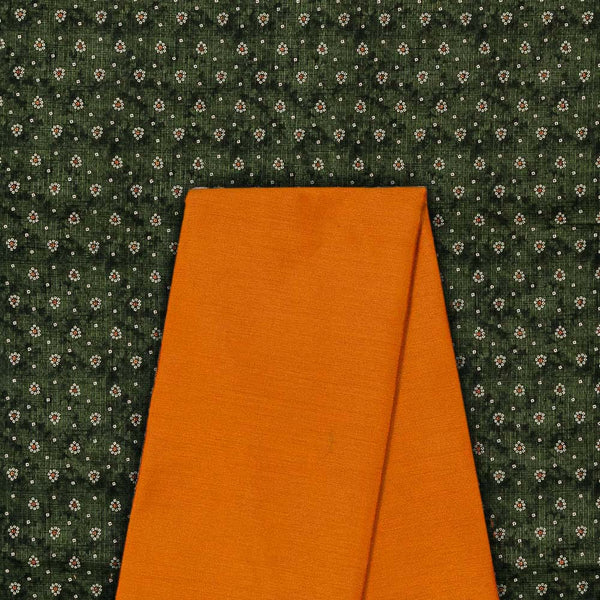 Two Pc Set Of Kota Checks Type Printed Fabric & Spun Cotton (Banarasi PS Cotton Silk) Plain Fabric