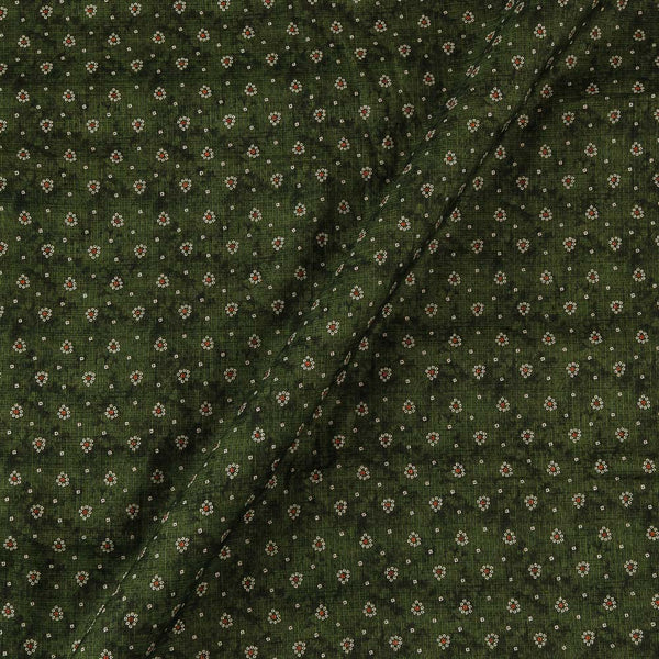 Kota Checks Type Moss Green Colour Bandhani Print 36 Inches Width Fabric