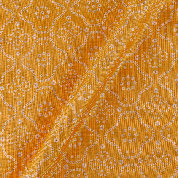 Kota Checks Type Orangish Yellow Colour Bandhani Print Fabric online 9817O1