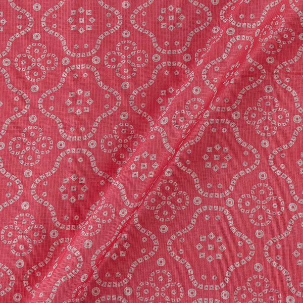 Kota Checks Type Peach Pink Colour Bandhani Print Fabric online 9817O6