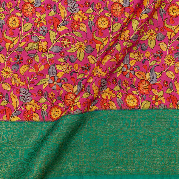 Jaal Print with Jacquard Daman Border Candy Pink Colour Art Silk Fabric Online 9821AM1