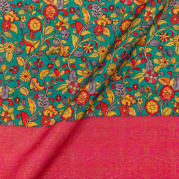 Jaal Print with Jacquard Daman Border Sea Green Colour Art Silk Fabric Online 9821AM4