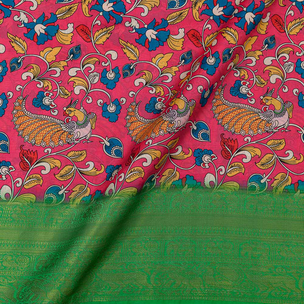 Jaal Print with Jacquard Daman Border Candy Pink Colour Art Silk Fabric Online 9821AN2