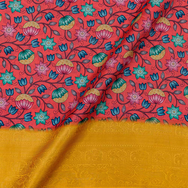 Jaal Print with Jacquard Daman Border Crimson Red Colour Art Silk Fabric Online 9821AQ1