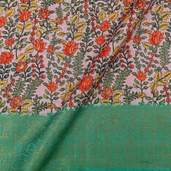 Jaal Print with Jacquard Daman Border Baby Pink Colour Art Silk Fabric Online 9821AR1
