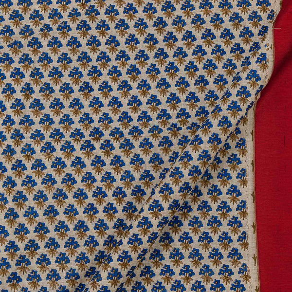 Floral Print With Two Side Border Off White Colour Kora Chanderi Feel Fabric Online 9827BJ2