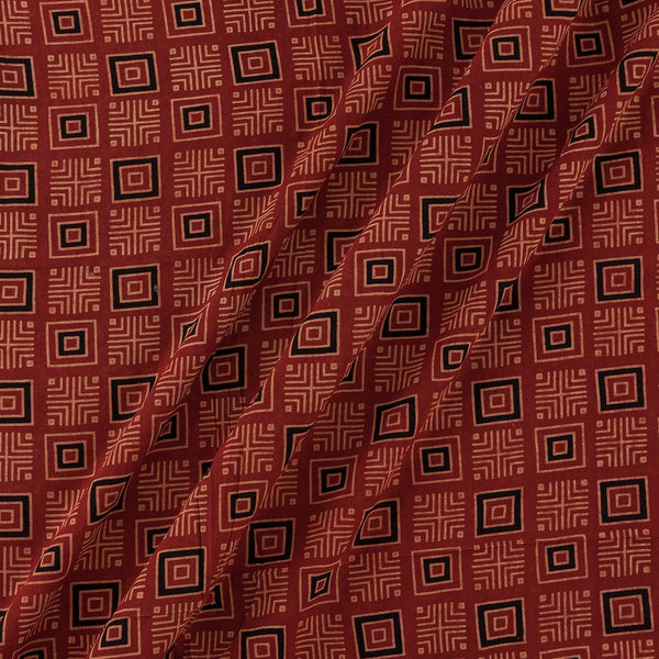 Modal By Modal Brick Red Colour Geometric Hand Block Print Fabric Online 9840CB1