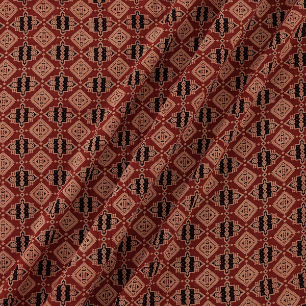 Modal By Modal Brick Red Colour Ajrakh Hand Block Print Fabric Online 9840CI3