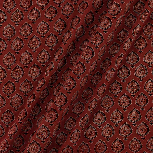 Modal By Modal Brick Red Colour Leaves Hand Block Print Fabric Online 9840CN1