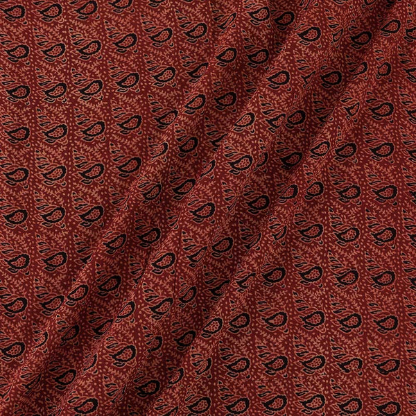 Modal By Modal Brick Red Colour Paisley Jaal Hand Block Print Fabric Online 9840CV