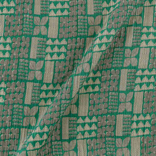 Cotton Mint Green Colour Geometric Print Pin Tucks Fabric Online 9856EK