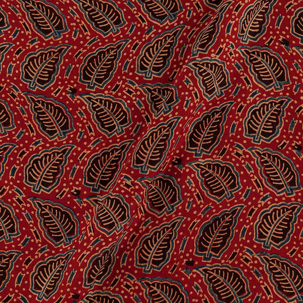 Buy Modal Satin Ajarakh Brick Red Colour Leaves Print Fabric Online 9861BT