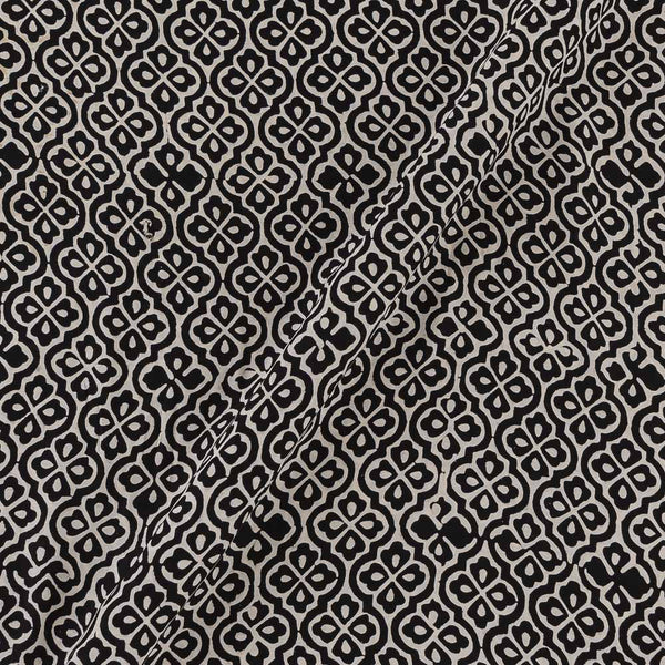 Modal Satin Black Colour Mughal Block Print Fabric Online 9867AI