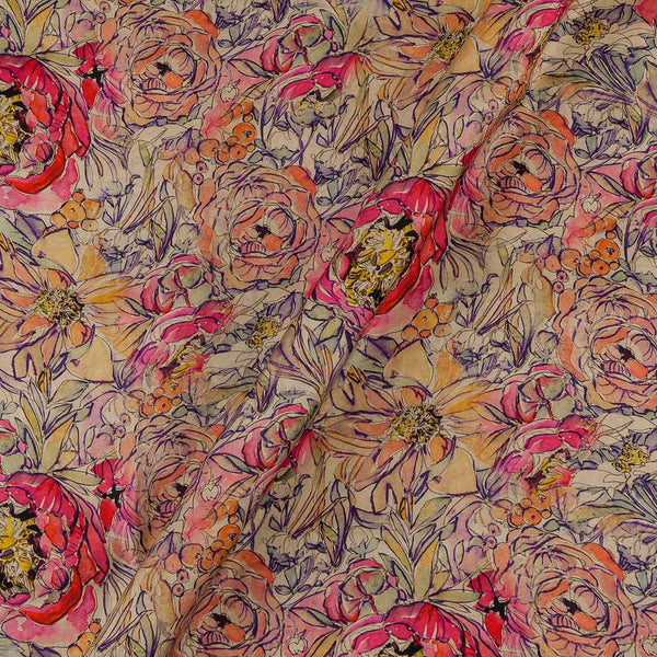 Modal Satin Butterscotch Colour Jaal Print 45 Inches Width Fabric
