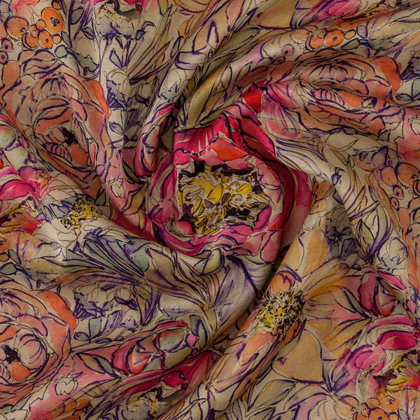 Buy Modal Satin Butterscotch Colour Jaal Print Fabric Online 9867AL3 -  SourceItRight