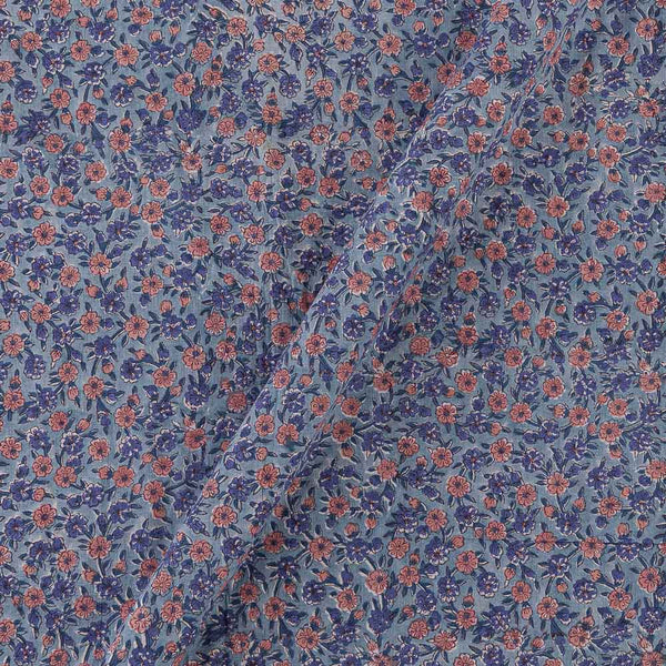 Cotton Cadet Blue Colour Floral Jaal Jaipuri Hand Block Print Fabric Online 9879AJ