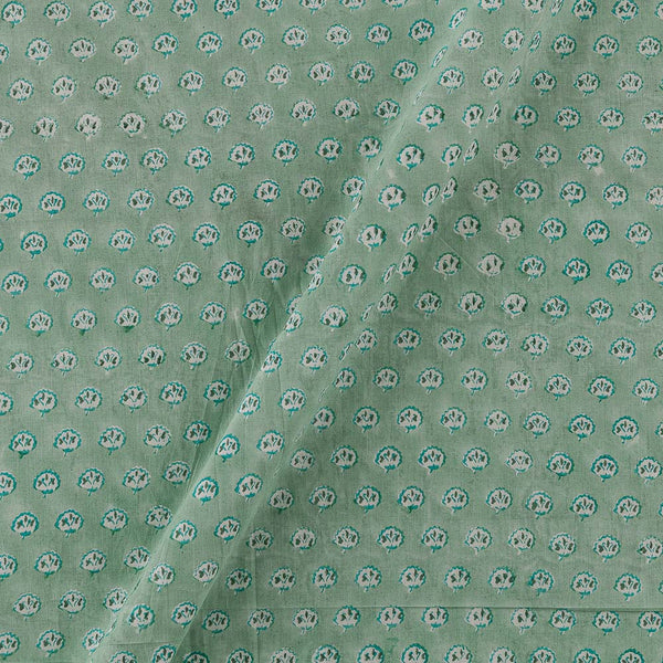 Soft Cotton Mint Colour Geometric Hand Block Print Fabric Online 9879N1