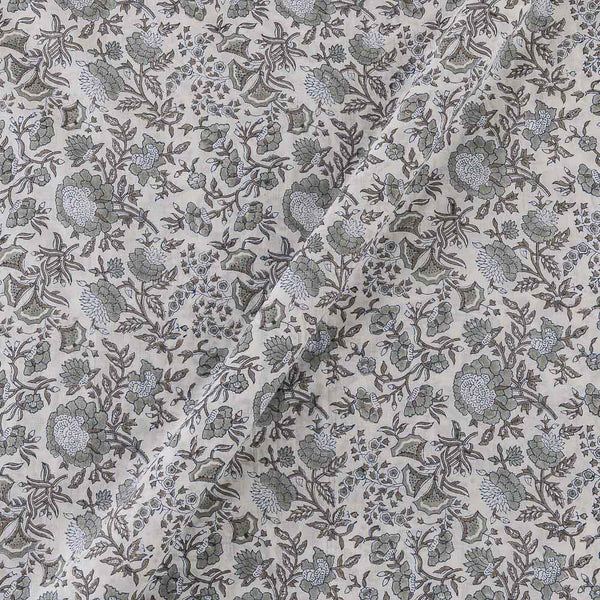 Soft Cotton Pearl White Colour Floral Jaal Hand Block Print Fabric Online 9879O1