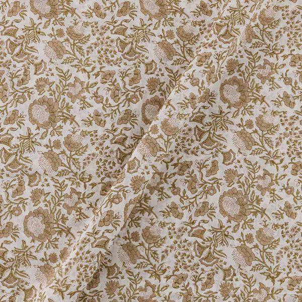 Soft Cotton Pearl White Colour Floral Jaal Hand Block Print Fabric Online 9879O2