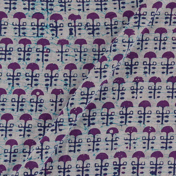 Dabu Cotton Purple Colour Floral Batik Block Print Fabric 9888DV Online