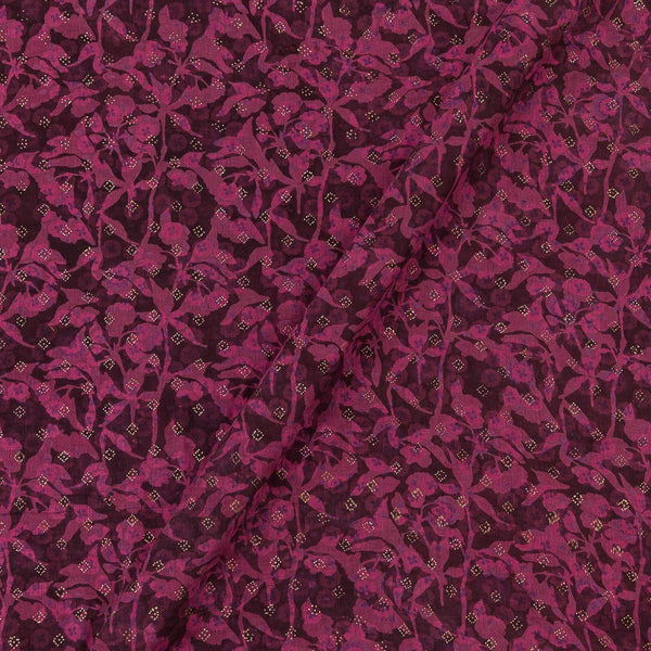 Coloured Dabu Rani Pink Colour Jaal Hand Block Print with Gold Foil Butta on Mulmul Type Cotton Fabric Online 9888FU