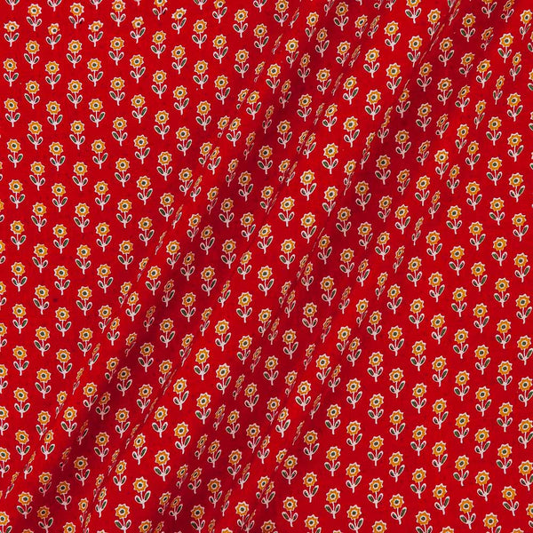 Silk Feel Muslin Red Colour Floral Butti Print Viscose Fabric Online 9894I