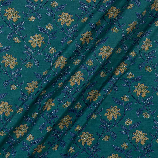 Silk Feel Muslin Teal Colour Jaal Print Viscose Fabric Online 9894M