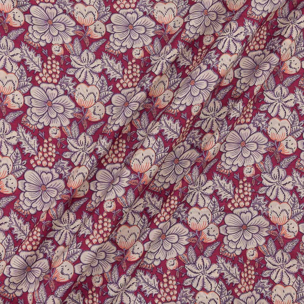 Silk Feel Muslin Magenta Colour Jaal Print Viscose Fabric Online 9894O