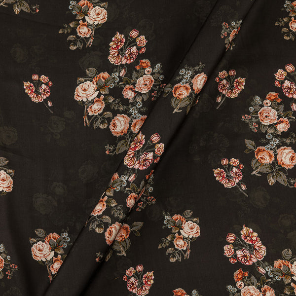 Buy Modal Satin Feel Black Colour Floral Jaal Print Viscose Fabric Online 9896T
