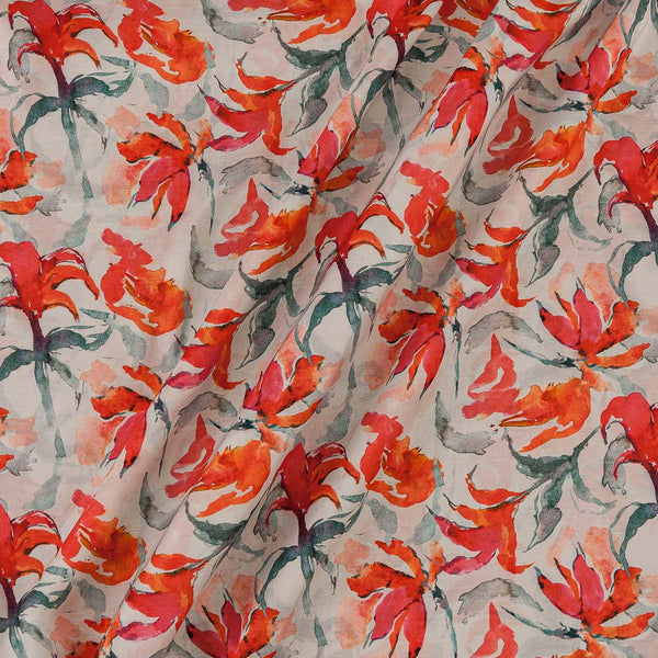 Buy Cyan Red and White Floral Rayon Fabric for Best Price, Reviews