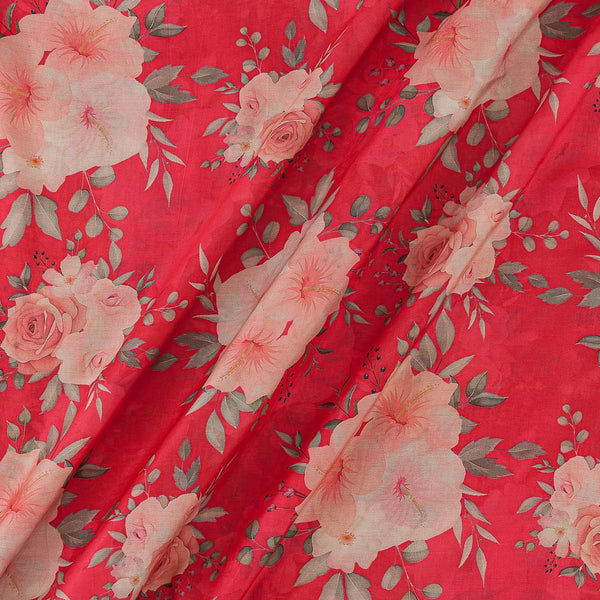 Floral Prints on Pink Colour Muslin Silk Feel Viscose Fabric Online 9897X