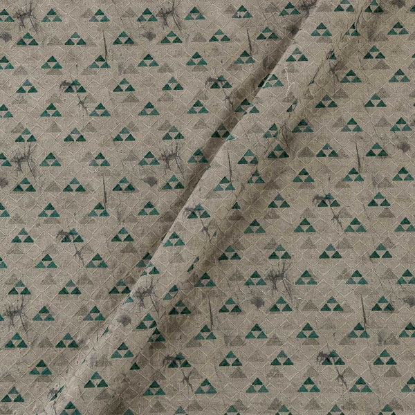 Geometric Print on Self Embroidered Pale Green Colour Cotton Linen Feel Fancy Fabric Online 9903F4