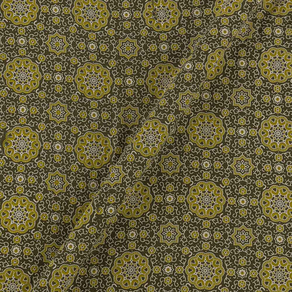 Ajrakh Theme Gamathi Cotton Mehendi Green Colour Fabric Online 9918K1