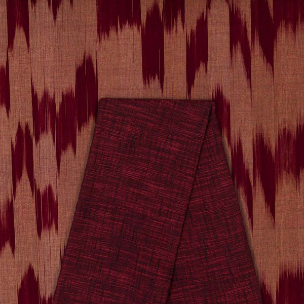 Two Pc Set Of Cotton Yarn Tie Dye Fabric & Slub Cotton Plain Fabric [2.50 Mtr Each]