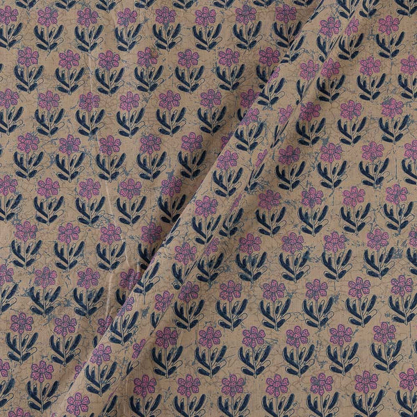 Cotton Beige Colour Dabu Inspired Floral Print Fabric Online 9930BQ1