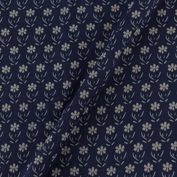 Cotton Indigo Colour Dabu Inspired Floral Print Fabric Online 9930BQ3