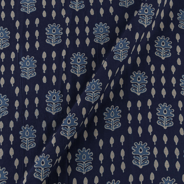 Cotton Indigo Colour Dabu Inspired Floral Print Fabric Online 9930BS2