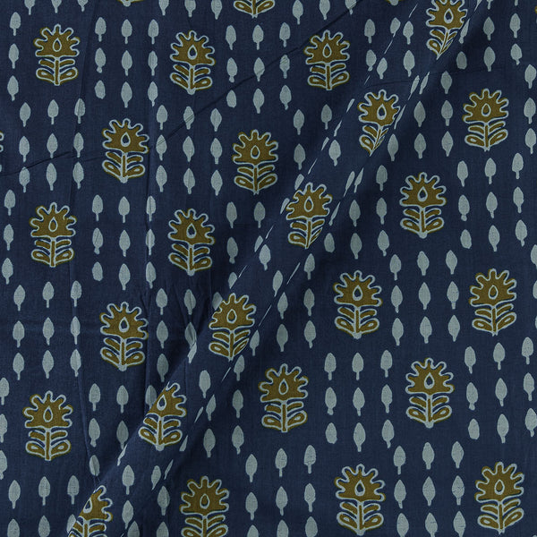Cotton Indigo Colour Dabu Inspired Floral Print Fabric Online 9930BS3